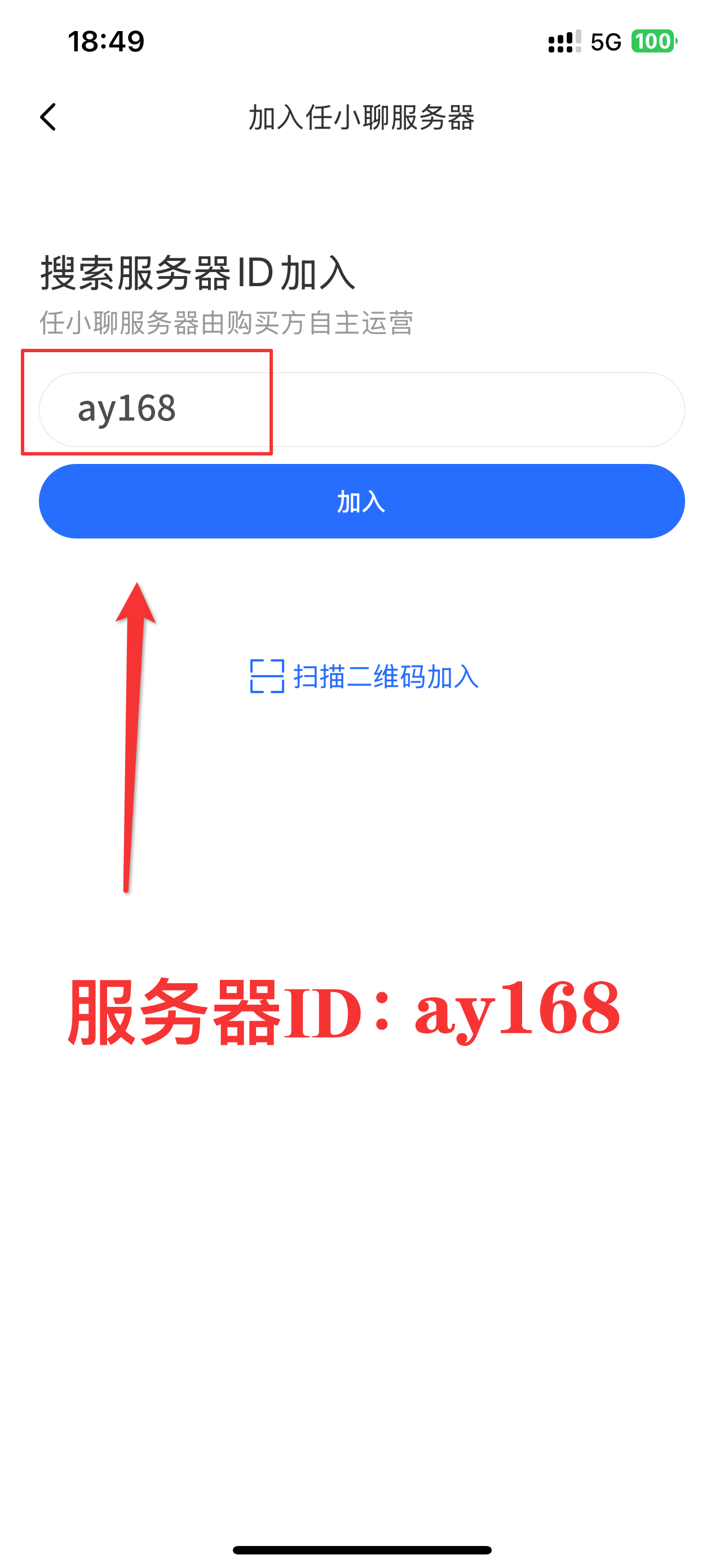 服务器ID输入界面